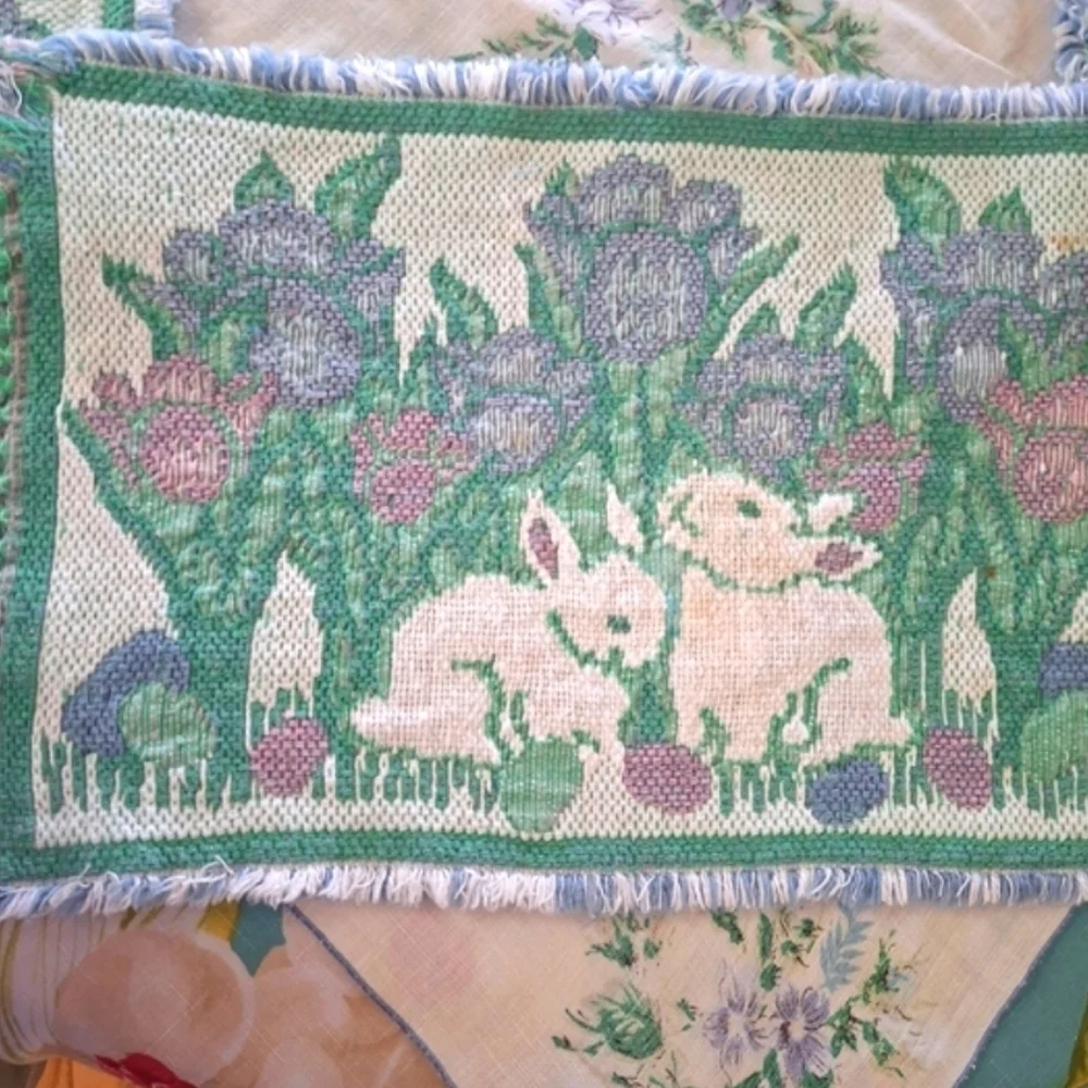 Charming Bunny and Floral Tapestry Placemats